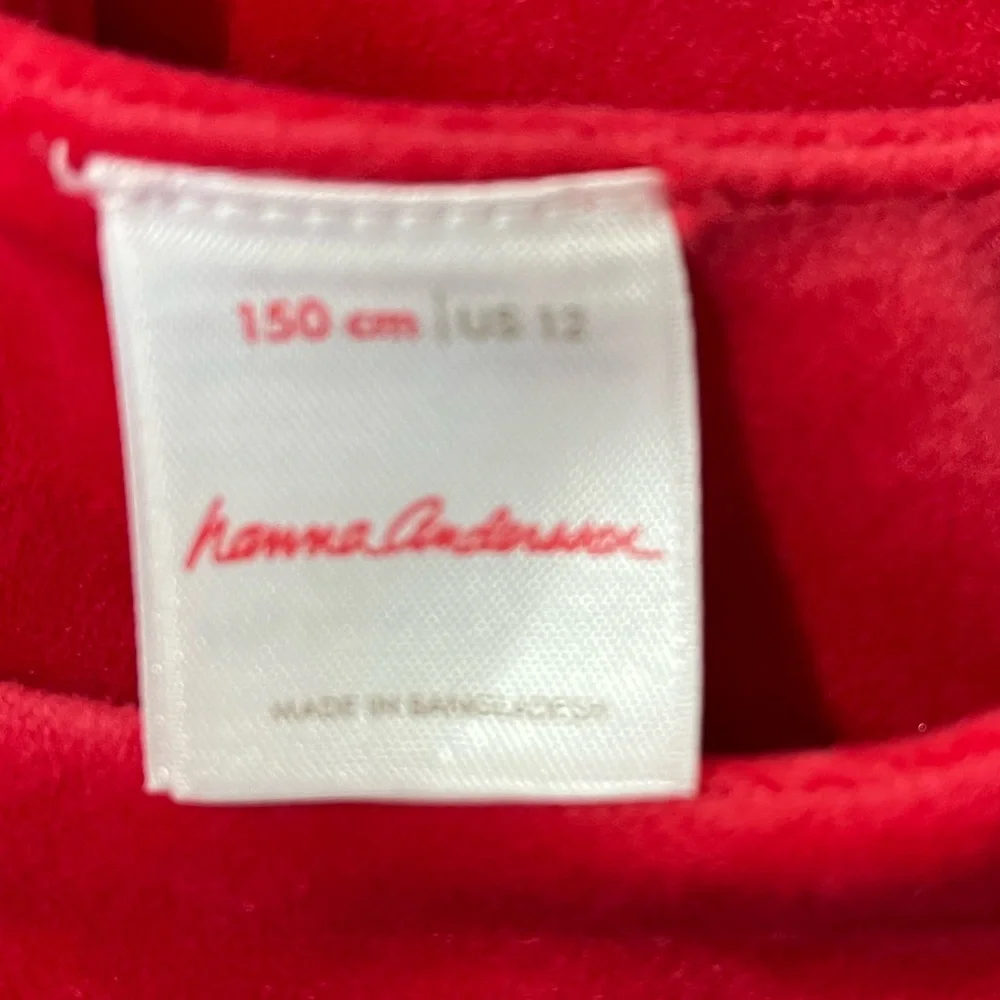 Hanna Andersson Red Short Sleeve Velour Tiered Dress Size 150 (12)